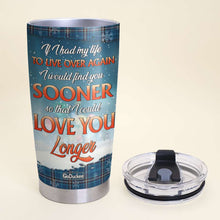 Load image into Gallery viewer, Personalized Romantic Couple Tumbler - &#39;Find You Sooner, Love You Longer&#39; - Christmas Gift
