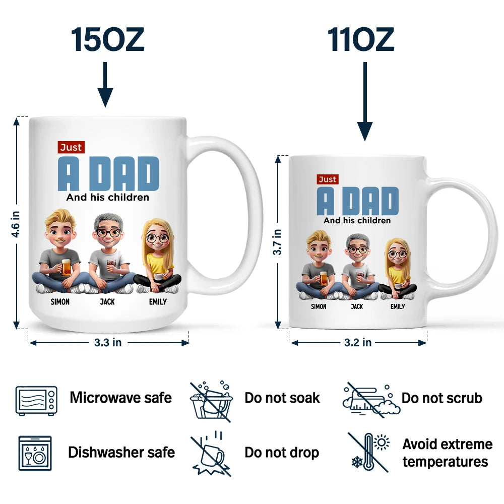 Just A Dad And His Girl 3D Cartoon - Personalized Mug Mug PopCulturePrints