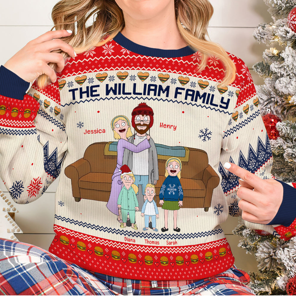 Personalized Family Cartoon Ugly Christmas Sweatshirt