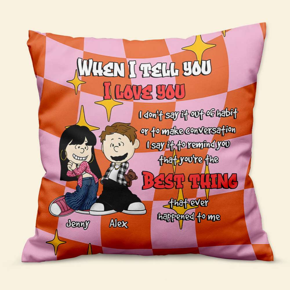 Personalized Y2K Style Couple Square Pillow Pillow PopCulturePrints