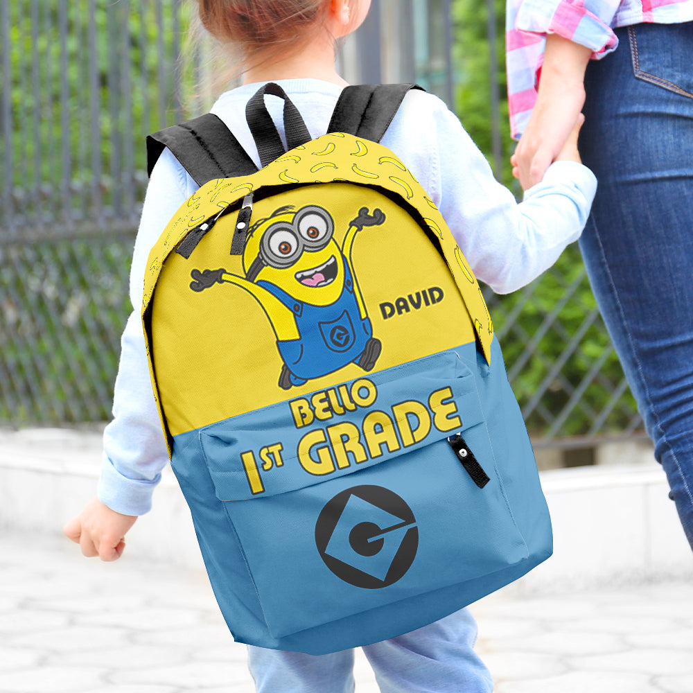 Personalized Minion-Themed Kids' Backpack - First Grade Adventure Backpack PopCulturePrints