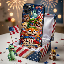 Load image into Gallery viewer, Celebrate Freedom with Our USA 250th Anniversary Cute Character Squad Phone Case - Customizable Gift for All Ages Phone Case PopCulturePrints
