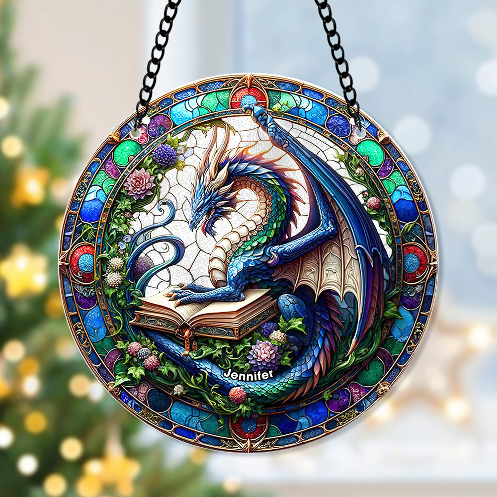 Personalized Christmas Dragon Suncatcher Ornament