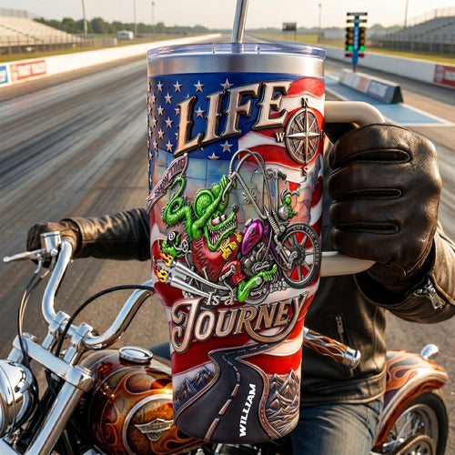 “Life Is a Journey” - Custom Speed Monster Tumbler - Perfect Gift for Hot Rod Lovers Tumbler Cup PopCulturePrints