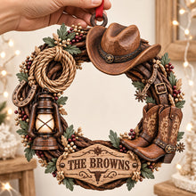 Load image into Gallery viewer, Cowboy Wooden Wreath Acrylic Ornament - Personalized Christmas Gifts 05ttdt091026 Ornament PopCulturePrints
