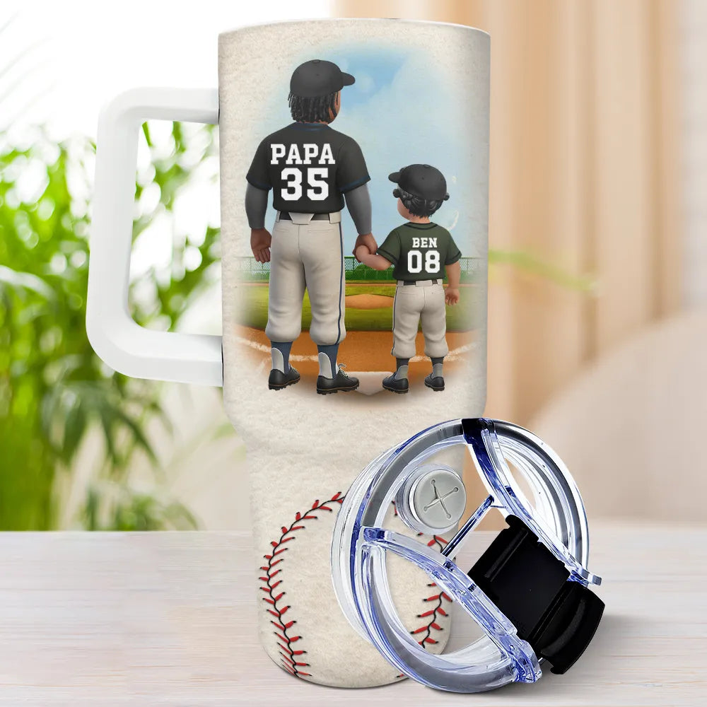 Dear Baseball Dad, Thank You for Teaching Me - Personalized 40oz Tumbler with Straw for Dads and Grandpas Tumbler PopCulturePrints