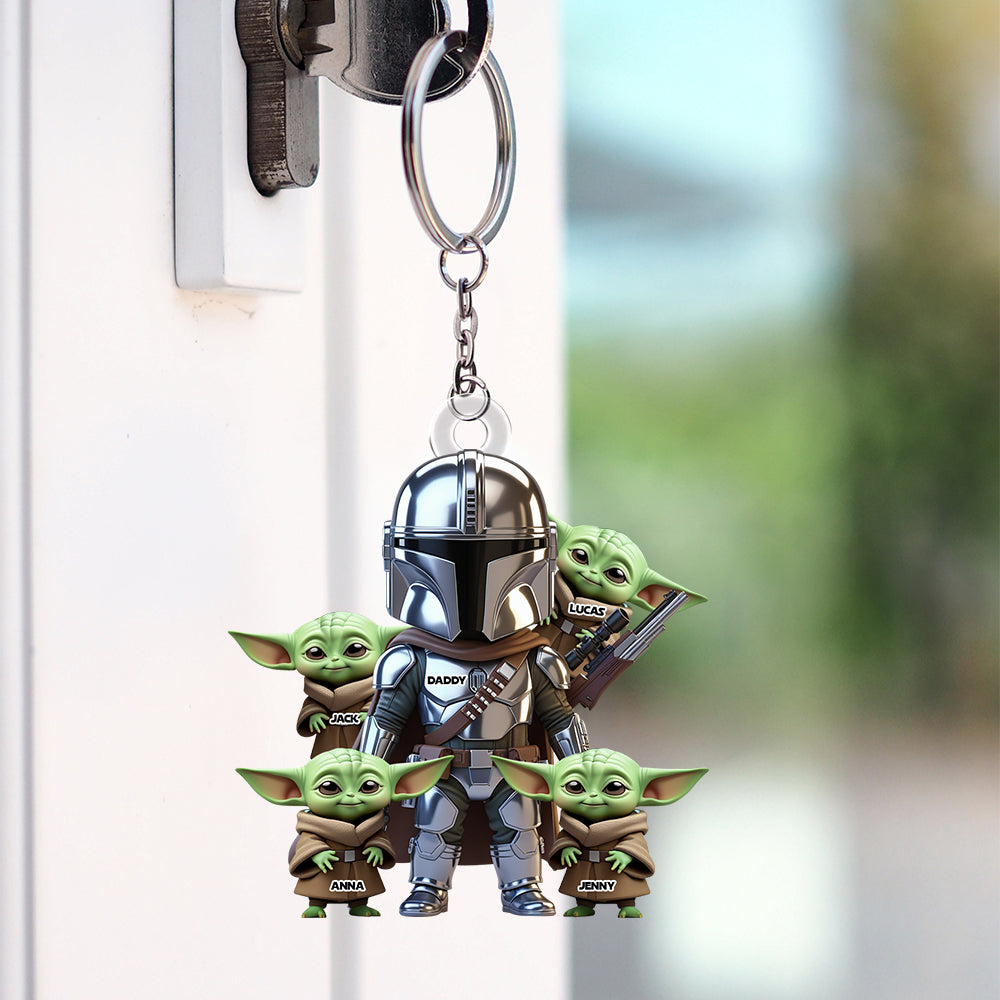 “A Father’s Love Knows No Bounds” - Warrior Dad Keychain, Personalized Gift for Dads and Grandpas Keychains PopCulturePrints