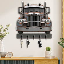 Load image into Gallery viewer, Keep on Truckin' - Personalized Truck Key Hanger for Truckers Wood Sign PopCulturePrints
