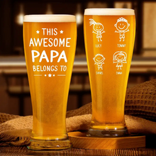 Load image into Gallery viewer, This Dad Belongs To Papa - Personalized Pilsner Glass for Father&#39;s Day Pilsner Glass PopCulturePrints
