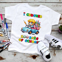 Load image into Gallery viewer, I Crushed 100 Days of School Personalized Kids Shirt Shirts PopCulturePrints
