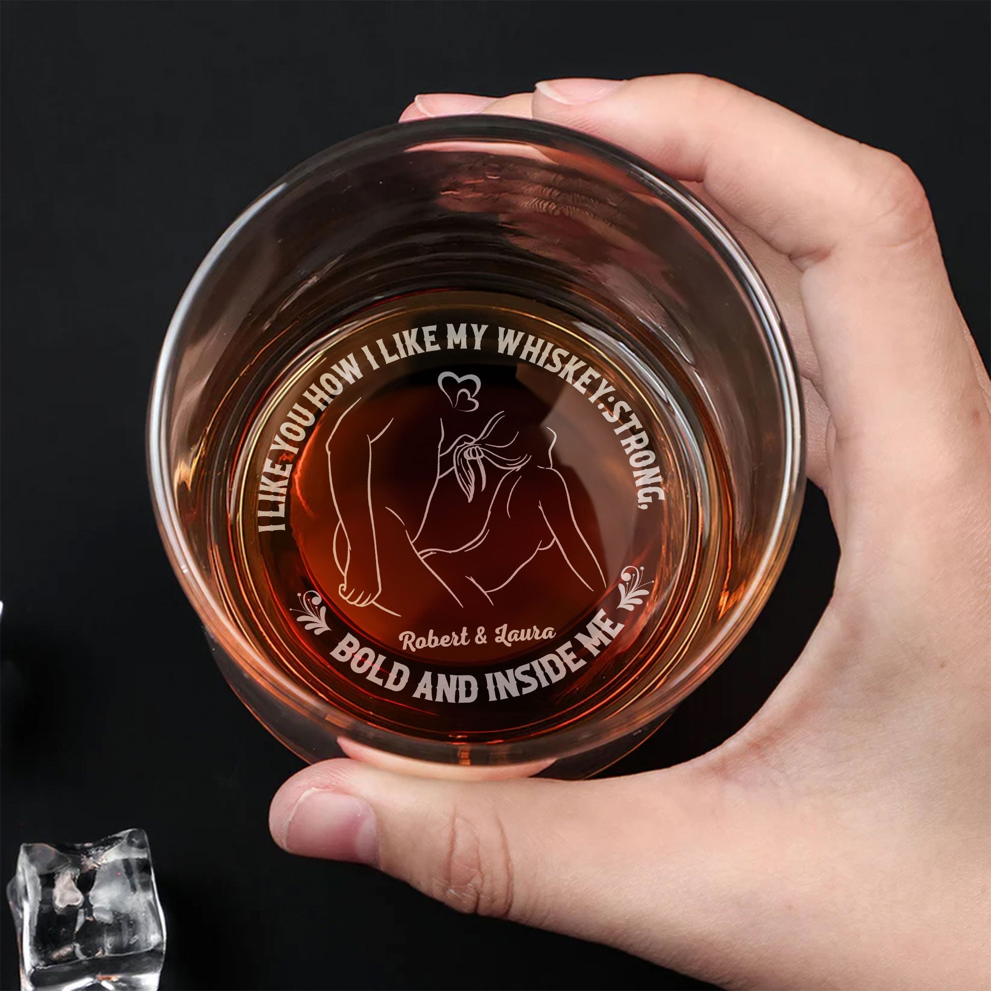 Personalized Couple Whiskey Glass - Love and Strength Whiskey Glass PopCulturePrints