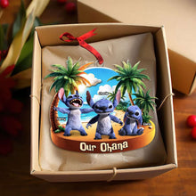 Load image into Gallery viewer, Personalized Family Ornament with Cute Blue Alien Design Ornament PopCulturePrints
