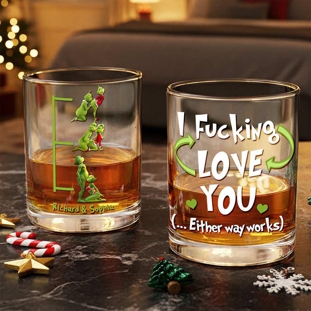 “I Fucking Love You” - Sinful Christmas Pleasure Glass Mug | Personalized Gift for Couples Whiskey Glass PopCulturePrints