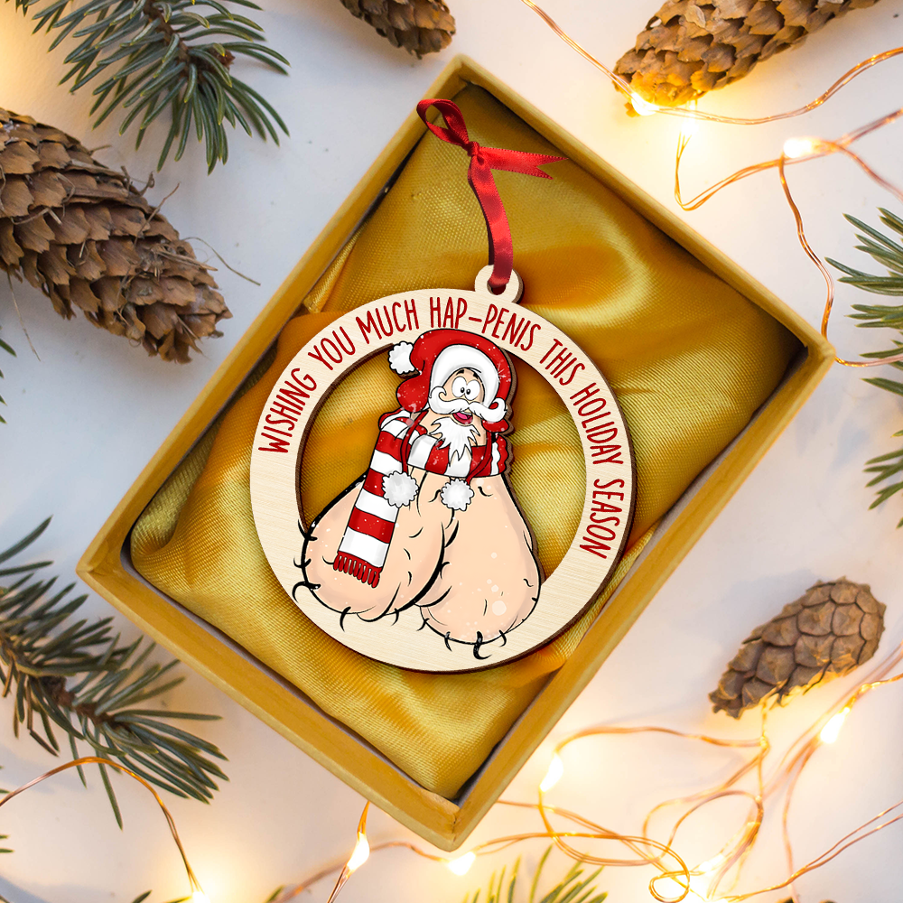 Humorous Santa Christmas Ornament for Couples - Funny Valentine's Day Gifts Ornament PopCulturePrints