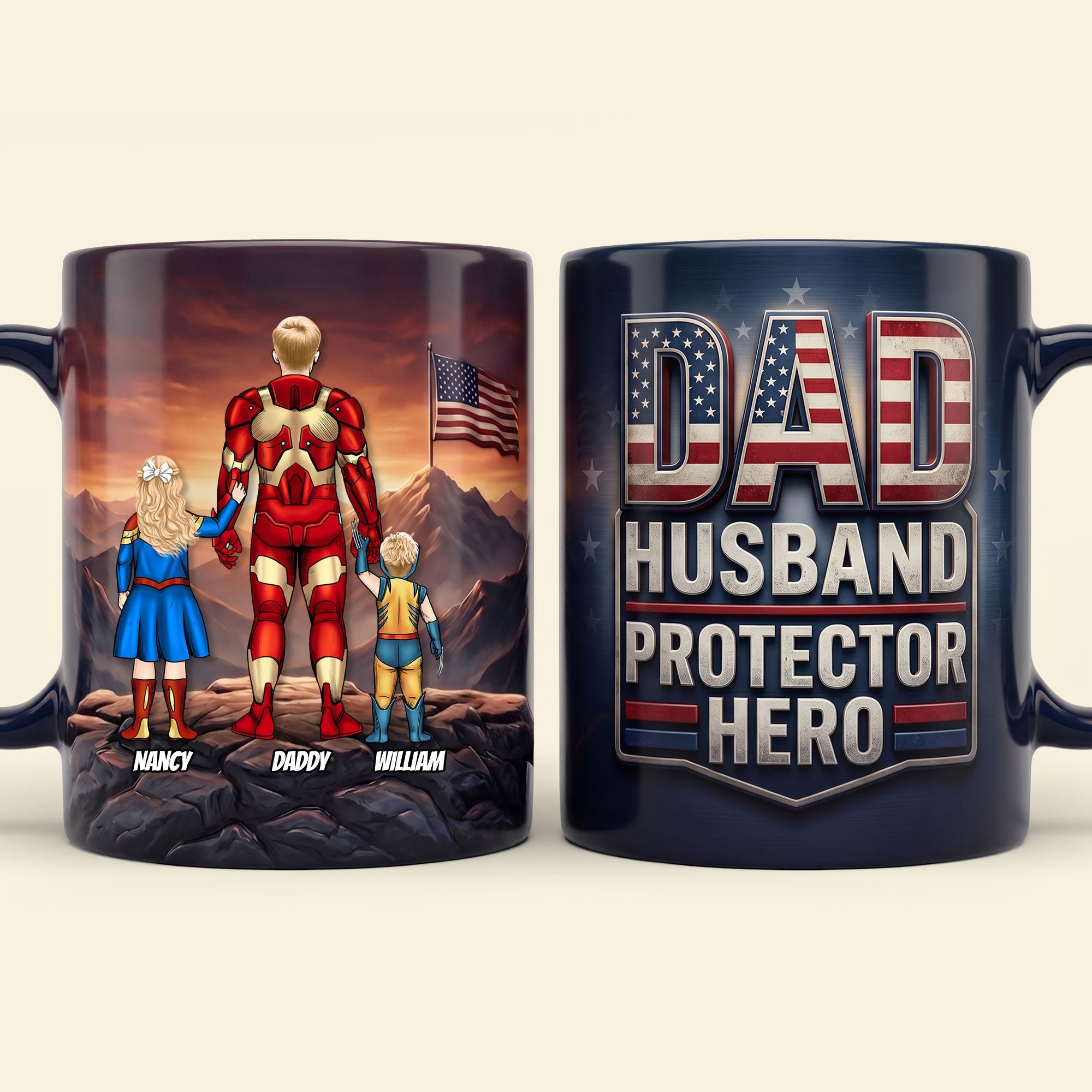 “A Dad's Love is Super!” - Proud Dad and Kids Magic Coffee Mug - Personalized Gift for Dad, Grandpa and More Coffee Mug PopCulturePrints