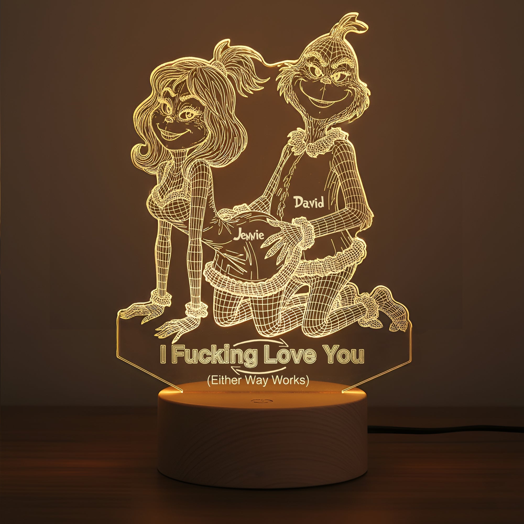 Light Up Your Love: Funny Couple LED Light - Personalized Gift for Couples Led Night Light PopCulturePrints