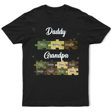 Load image into Gallery viewer, “Family is the Puzzle Piece of Life” - Personalized T-Shirt for Dads and Grandpas T-shirt PopCulturePrints
