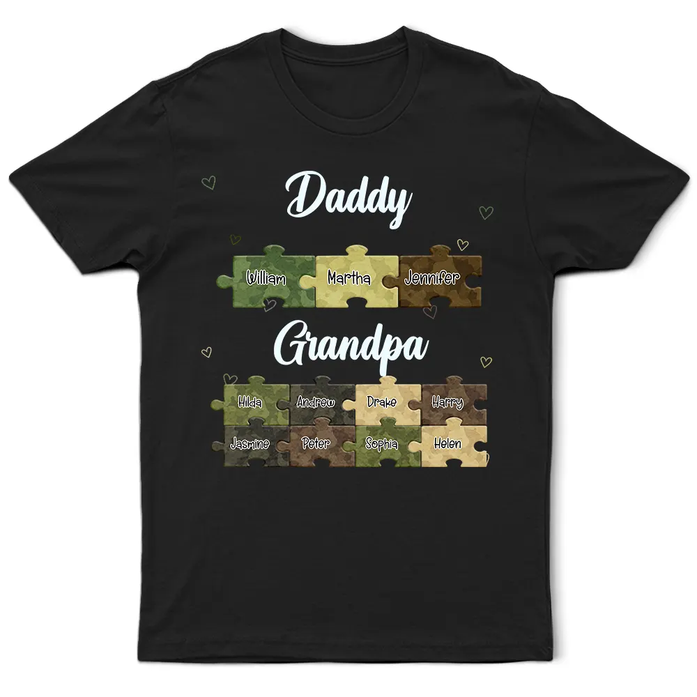 “Family is the Puzzle Piece of Life” - Personalized T-Shirt for Dads and Grandpas T-shirt PopCulturePrints