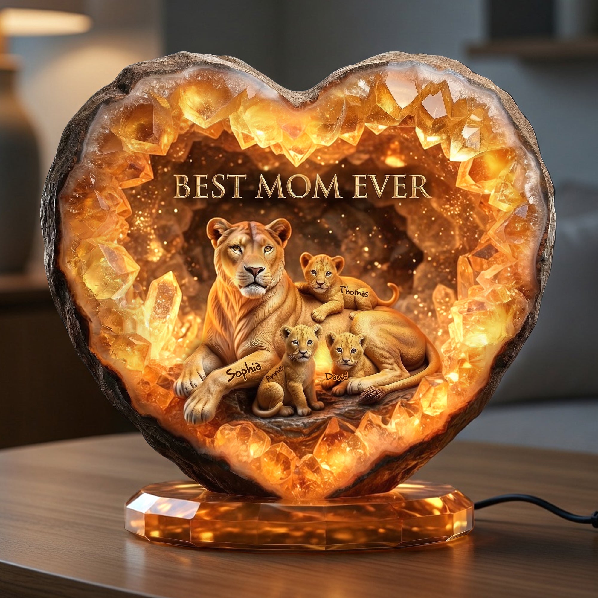 Best Lion Mom Ever - Personalized Acrylic Light Box for Mother's Day Gifts Light Box PopCulturePrints