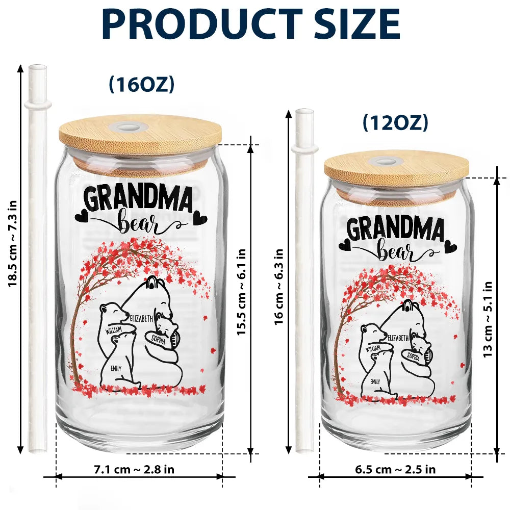 Mama Bear Nutrition Facts - Personalized Clear Glass Can - Perfect Gift for Mom and Grandma Clear Glass Can PopCulturePrints