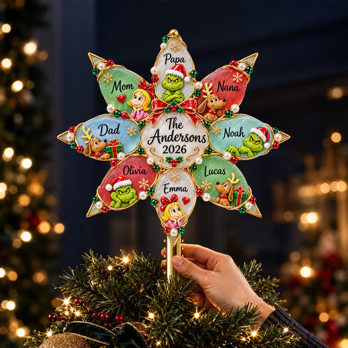 “Celebrate Togetherness with Love” - Personalized Christmas Family Tree Topper - Custom Gift for Family & Friends Ornament PopCulturePrints