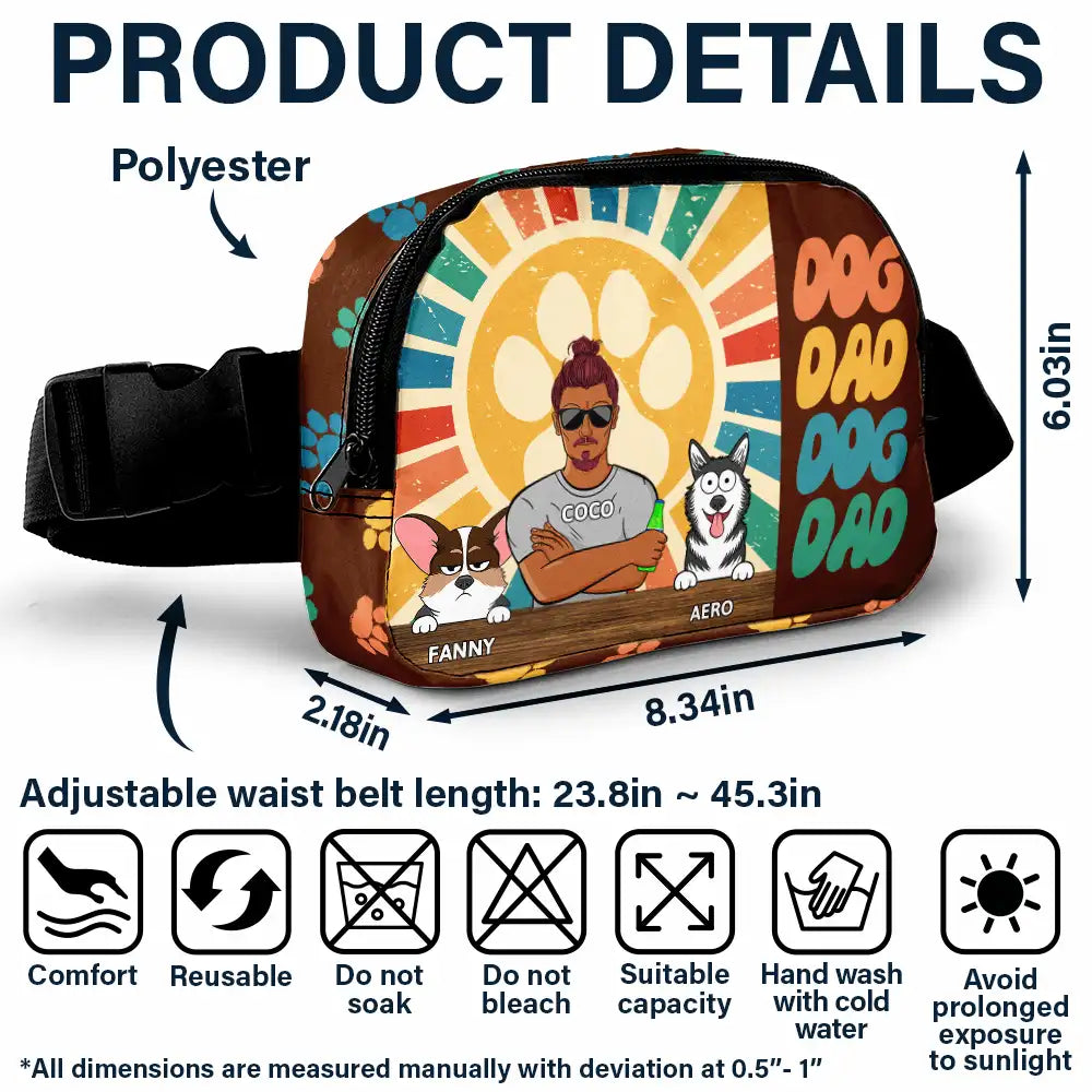“Celebrating Dog Dads Everywhere” - Custom Retro Dog Dad Crossbody Belt Bag - Perfect Gift for Dog Lovers, Fathers & Pet Owners Crossbody Belt Bag PopCulturePrints