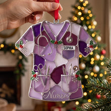 Load image into Gallery viewer, Sea Glass-Style Nurse Scrub Christmas Ornament - Personalized Christmas Gift For Nurse 01pgtn141026 Ornament PopCulturePrints
