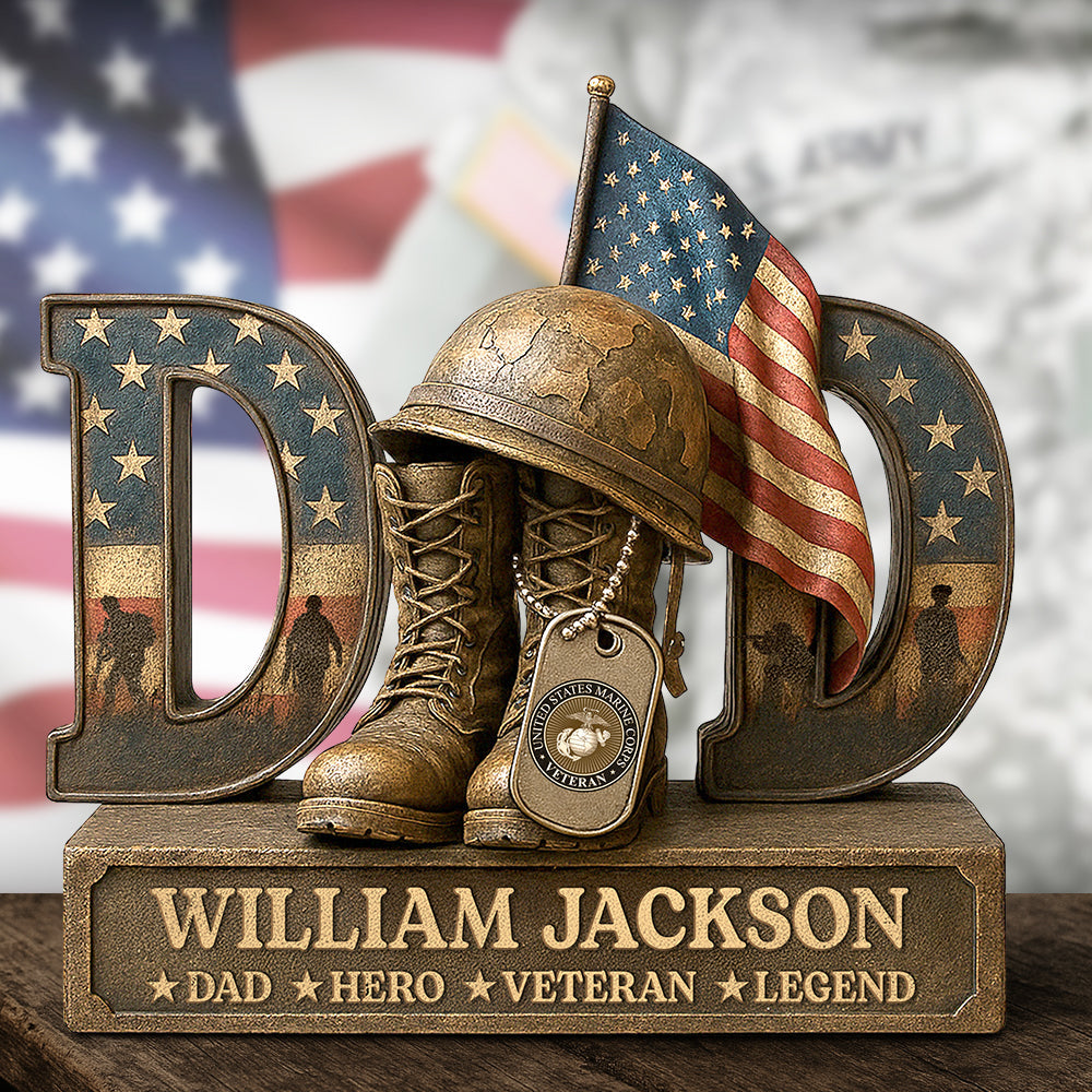 "Honor Dad's Service - Personalized Military Acrylic Plaque" - Custom Gift for Fathers and Grandfathers Shaped Plaques PopCulturePrints