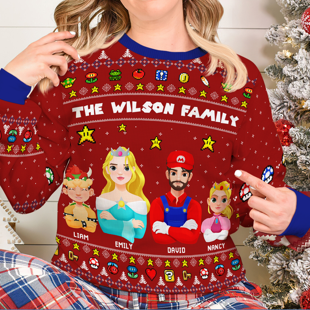 Custom Family Game Lover Ugly Sweater Ugly Christmas Sweater PopCulturePrints