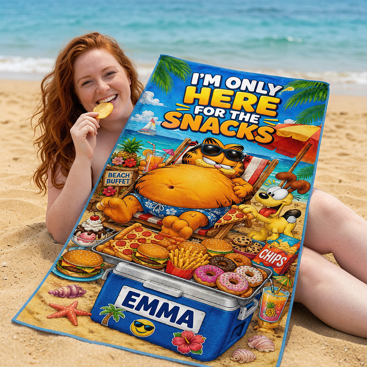 Beach Snacks Club Beach Towel - Personalized Gifts 04HADT180726 Beach Towel PopCulturePrints