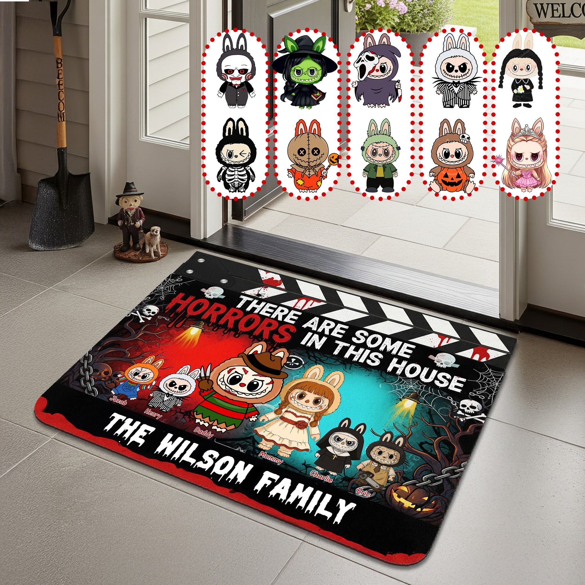 “Enter If You Dare!” - Horror Family Doormat - Personalized Halloween Gift for Families Doormat PopCulturePrints