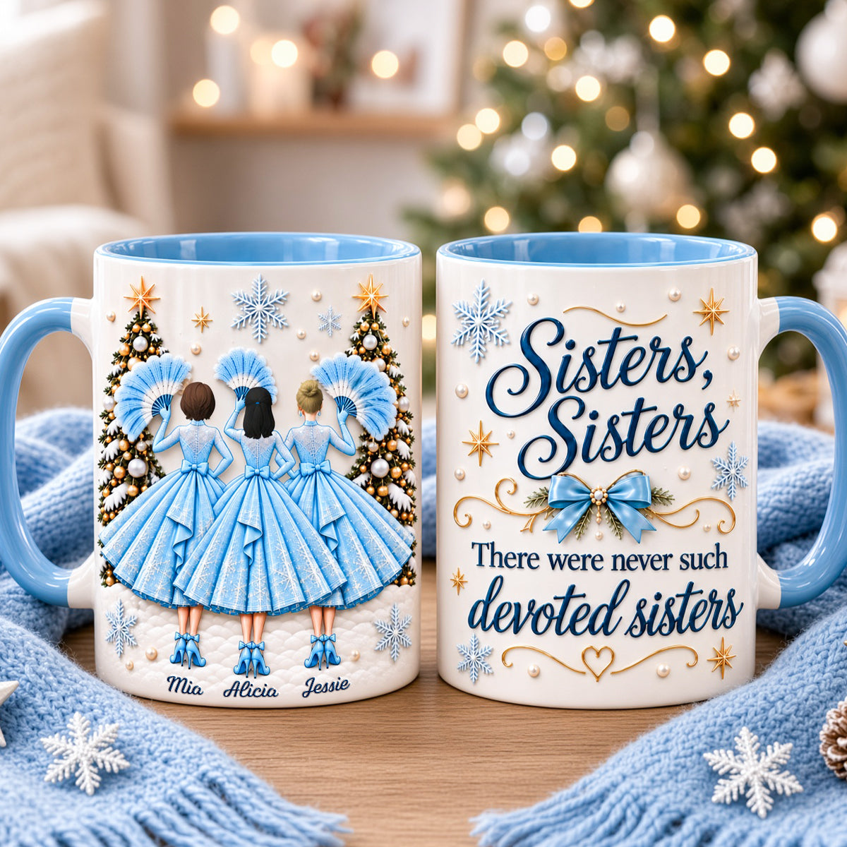 Sisters, Sisters, There Were Never Such Devoted Sisters - Christmas Coffee Mug - Personalized Gift for Sisters Coffee Mug PopCulturePrints