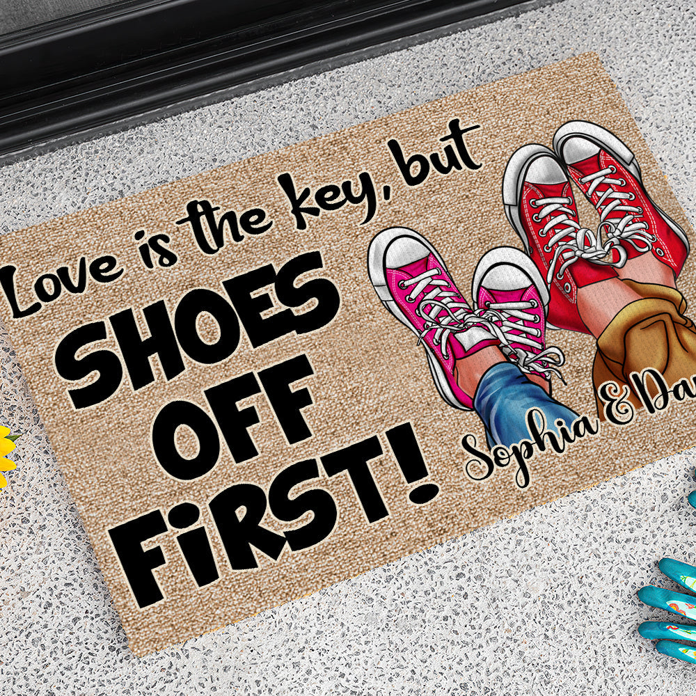 Personalized Couples Doormat - Love Is the Key | Valentine's Day Gifts Doormat PopCulturePrints