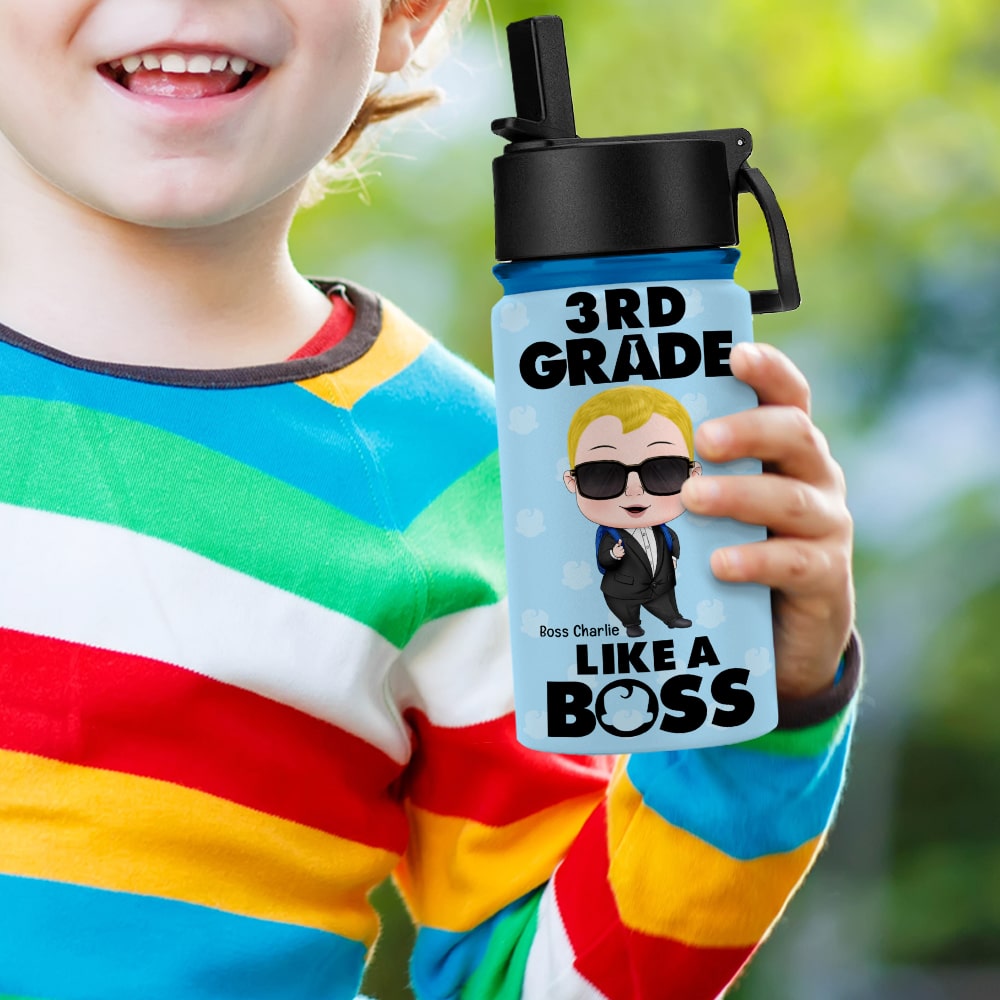 Personalized 'Like A Boss' Kid Tumbler - Custom School Grade Design Kid Tumbler PopCulturePrints