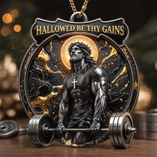 Load image into Gallery viewer, Hallowed Be Thy Gains - Personalized Acrylic Ornament for Fitness Enthusiasts &amp; Weightlifting Lovers
