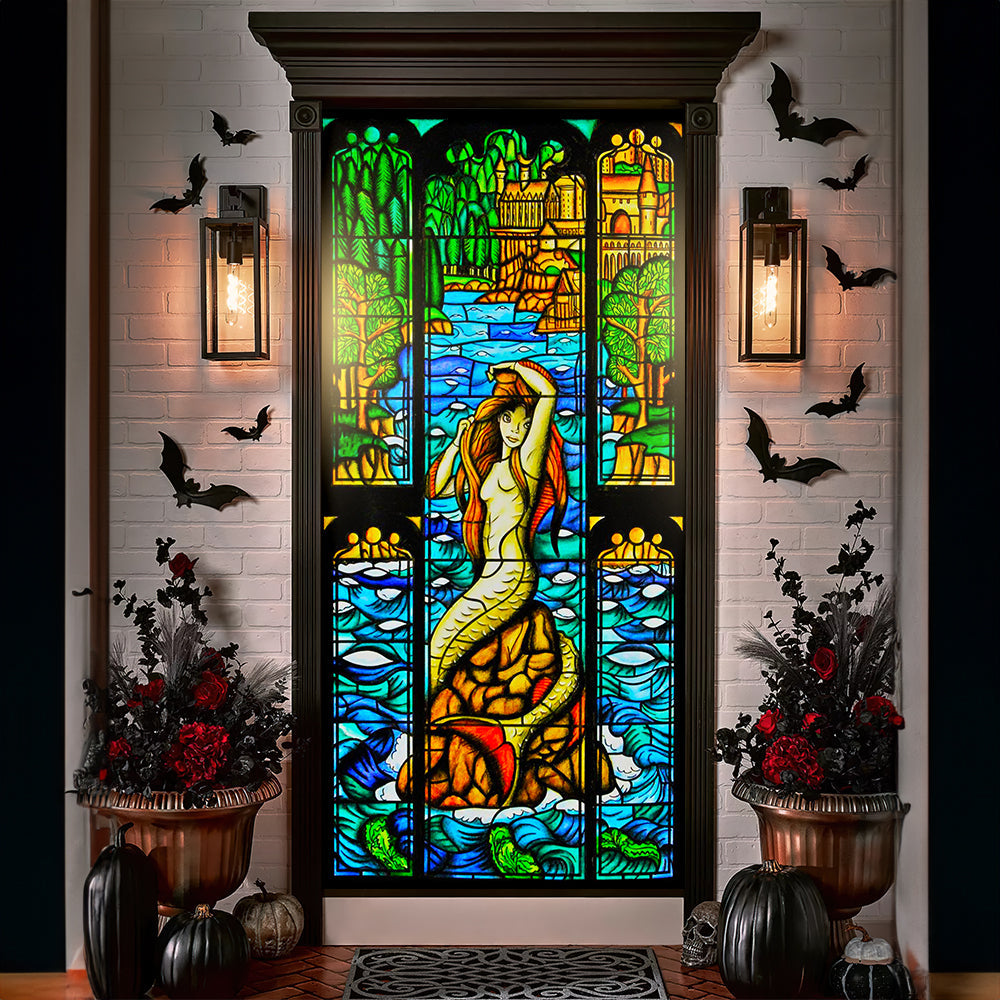 Mermaid Stained Glass Door Cover - Perfect Gift for Movie & Book Lovers