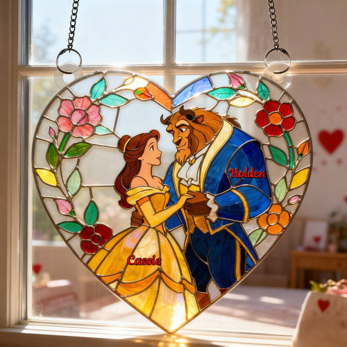 Love Blooms Eternal: Personalized Romantic Couple Suncatcher Ornament - Custom Gift for Any Couple Ornament PopCulturePrints