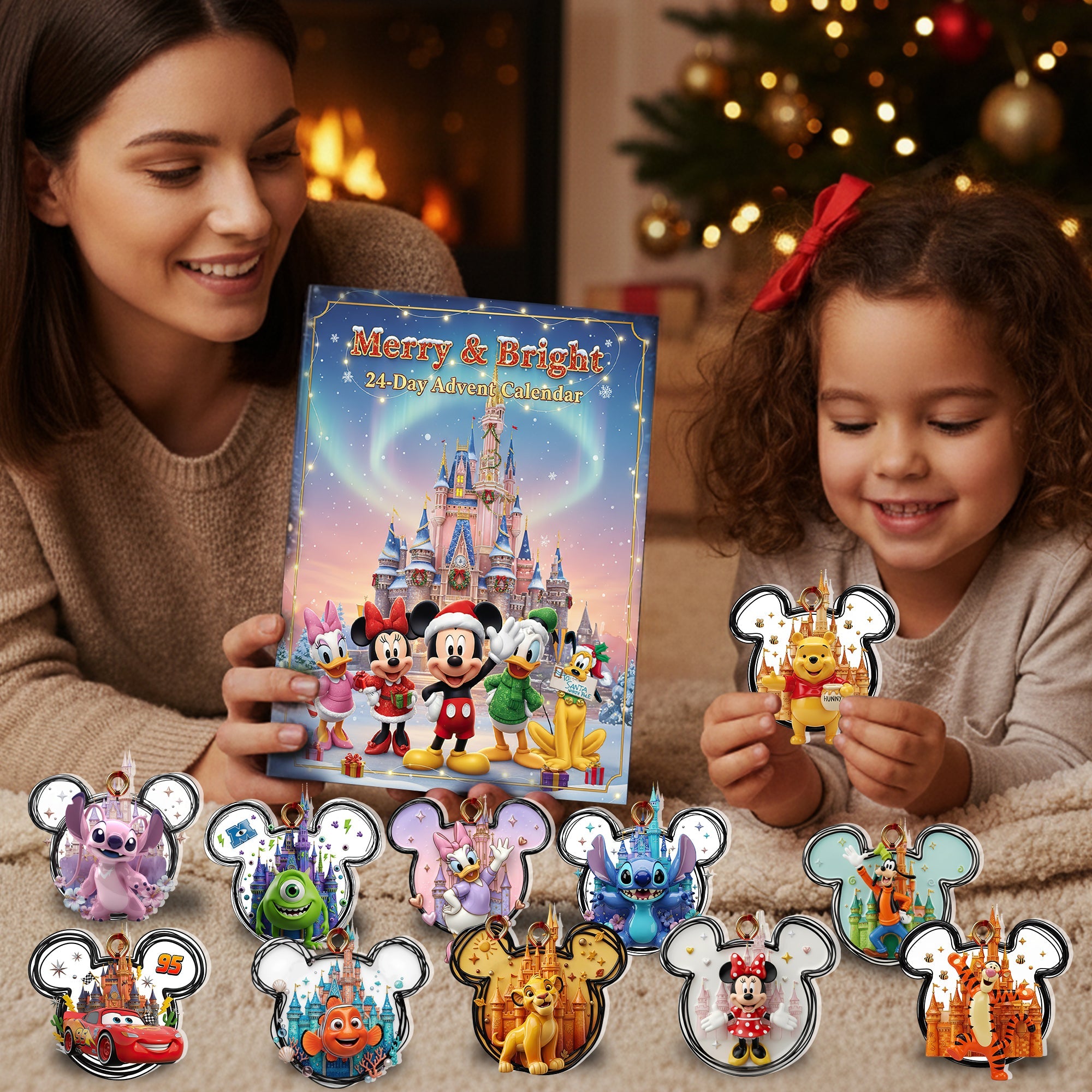 Merry & Bright Christmas Advent Calendar – Customizable Gift for Disney Fans Advent Calendar PopCulturePrints