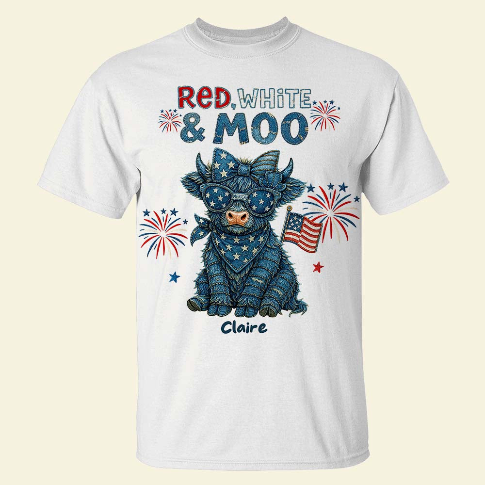 Celebrate Freedom with Style - Highland Cow Freedom Shirt - Personalized Gift for Independence Day AOP Products PopCulturePrints