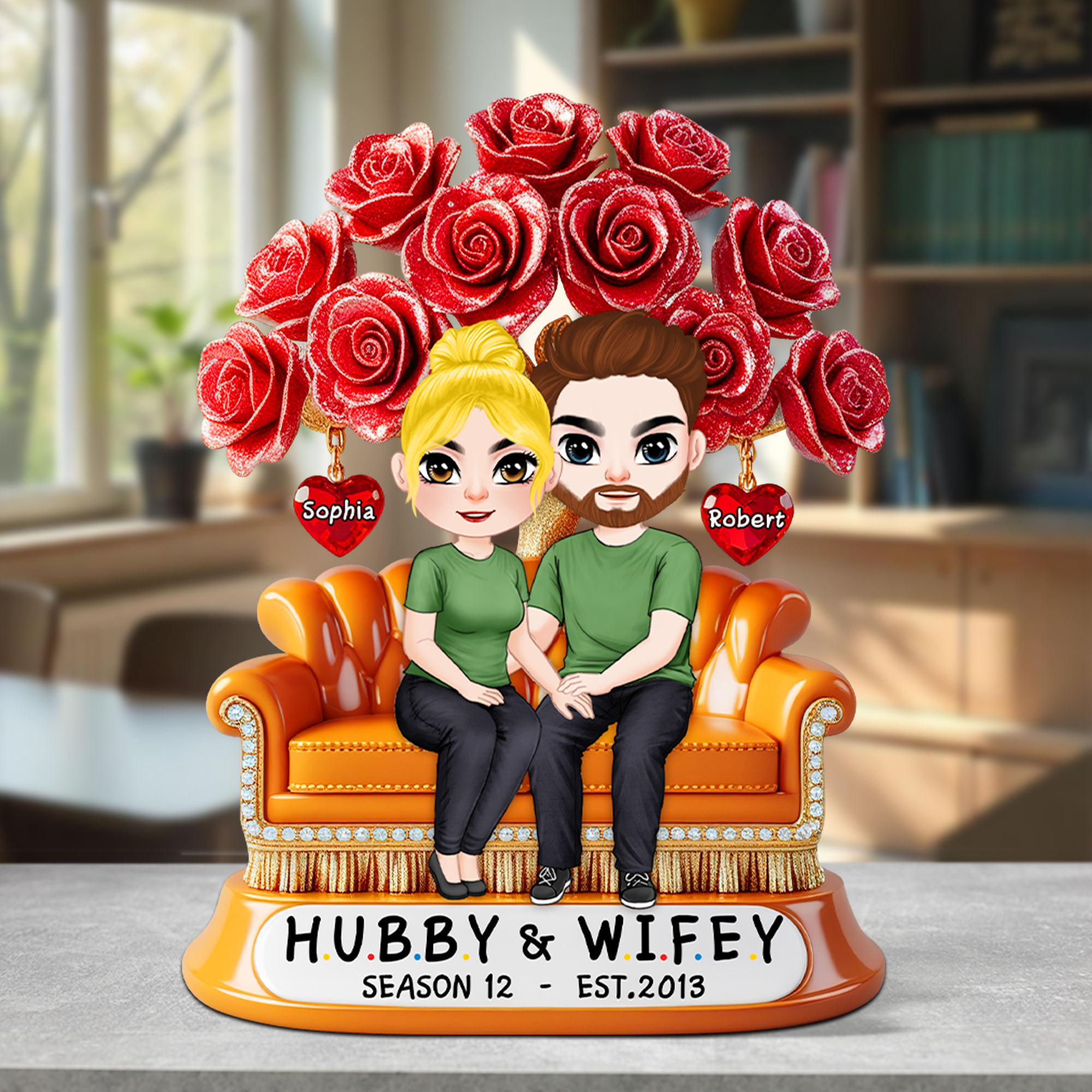 Love Blossoms: Customized Couple Acrylic Plaque – Perfect Personalized Gift for Partners Shaped Plaques PopCulturePrints