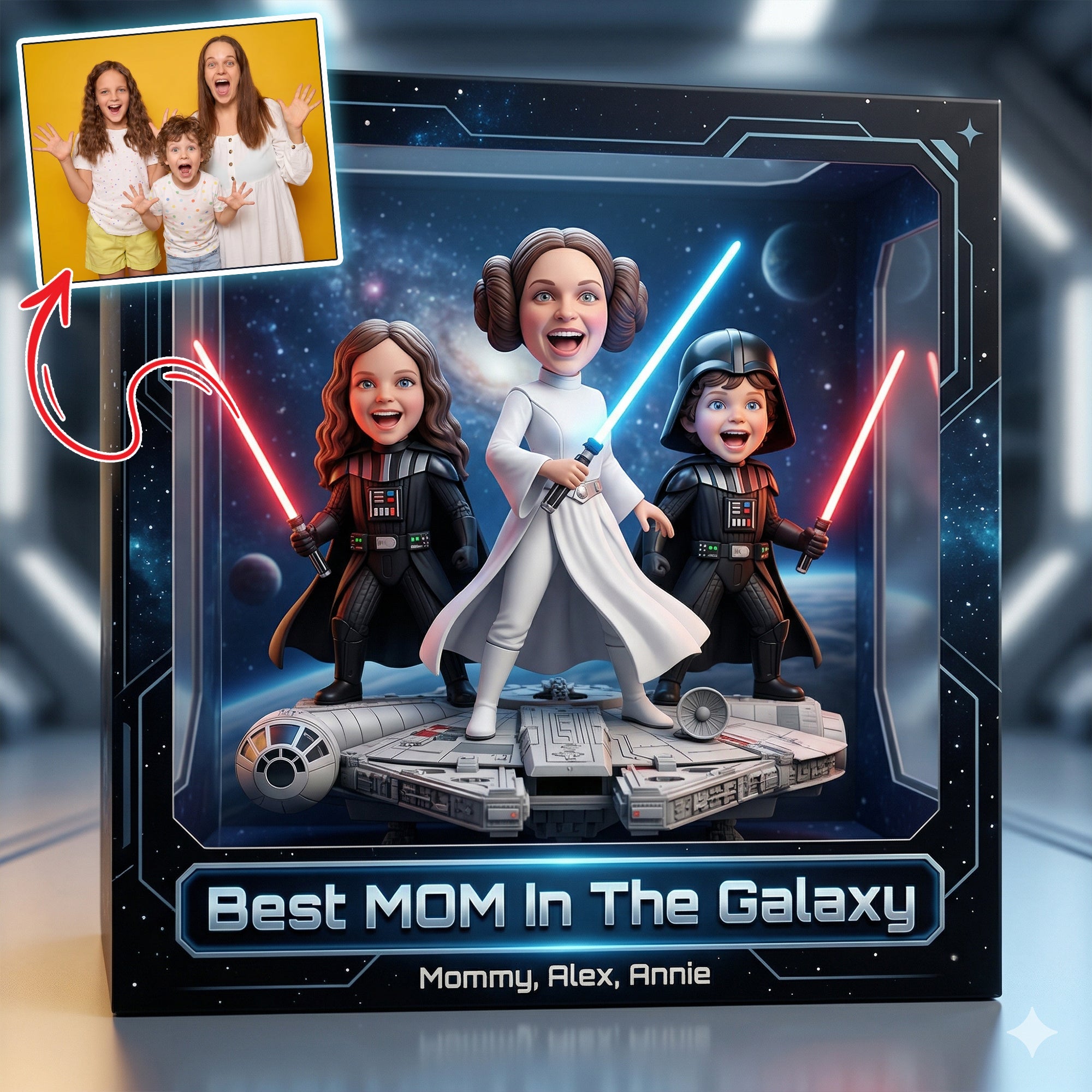 "Best MOM In The Galaxy - A Gift from the Heart" - Custom Photo Acrylic Plaque - Gift for Moms, Grandmas, and More Shaped Plaques PopCulturePrints