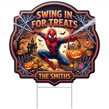 Load image into Gallery viewer, Swing in for Treats - Personalized Halloween Yard Sign
