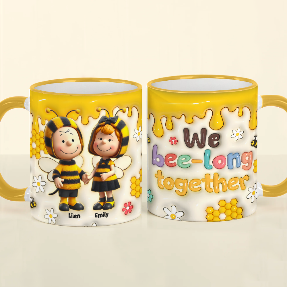 Personalized Bee-themed Couple Mug Set | We Bee-long Together | Valentine's Day Gifts Coffee Mug PopCulturePrints