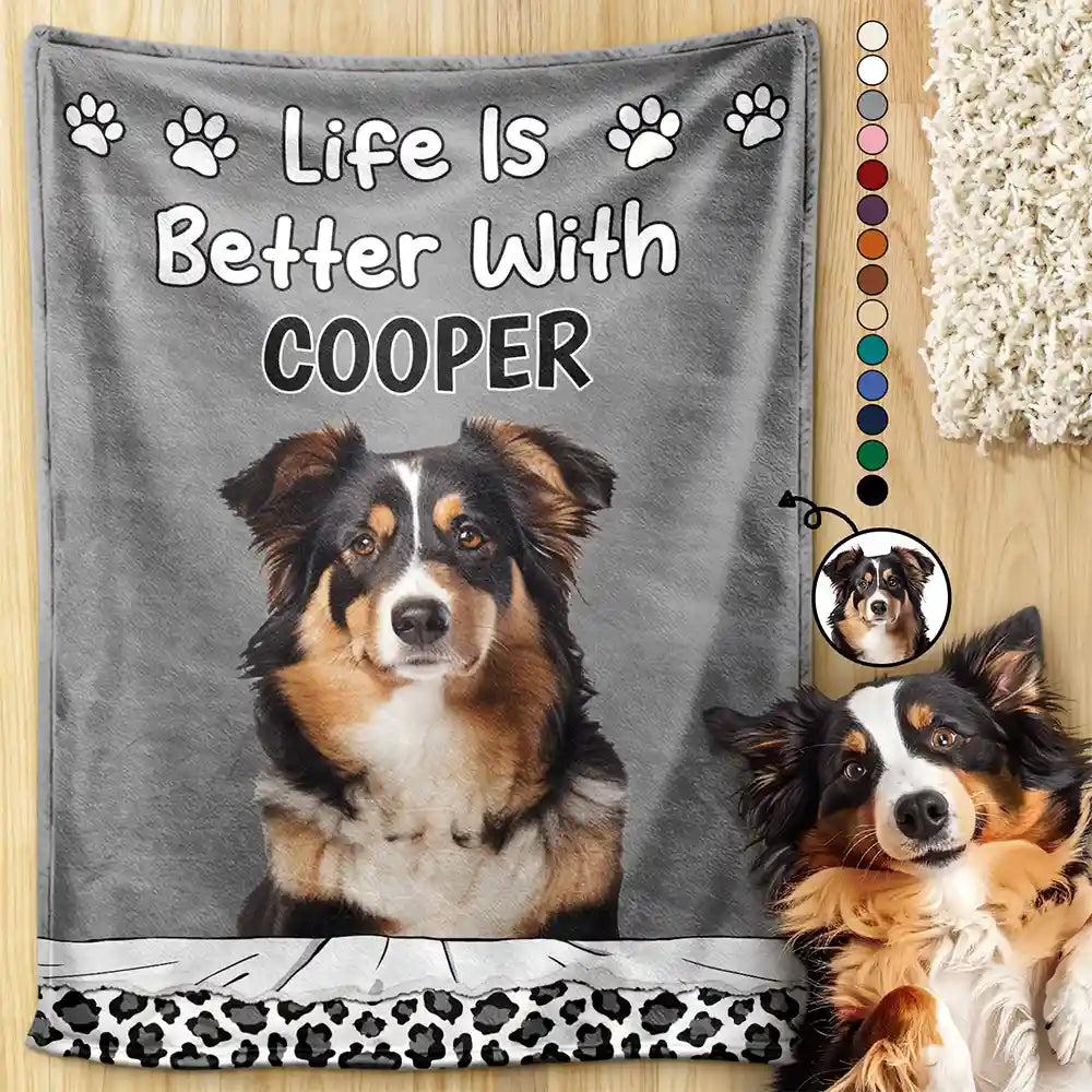 Life Is Better With Your Dog - Personalized Pet Blanket for Dog Lovers Pet Blanket PopCulturePrints