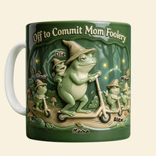 Load image into Gallery viewer, “Off to Commit Mom Foolery” - Custom Silly Frog Mom Coffee Mug - Perfect Gift for Moms, Grandmas and More! Coffee Mug PopCulturePrints
