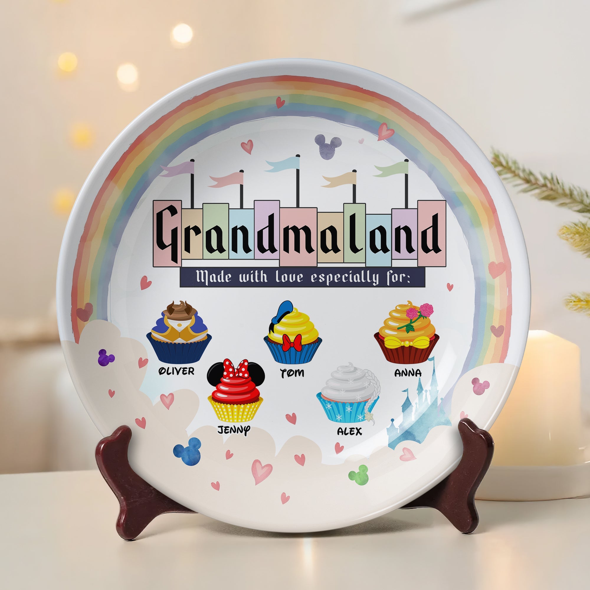 "Made with love especially for Mom!" - Personalized Ceramic Plate - Gift for Mom, Grandma & Loved Ones Ceramic Round Plate PopCulturePrints