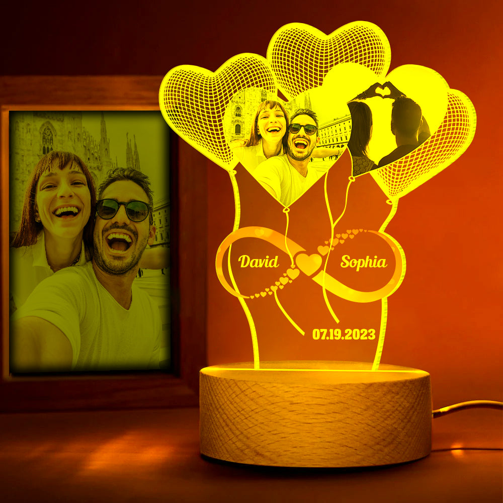 Personalized LED Night Light for Couples | Custom Anniversary Gift Led Night Light PopCulturePrints