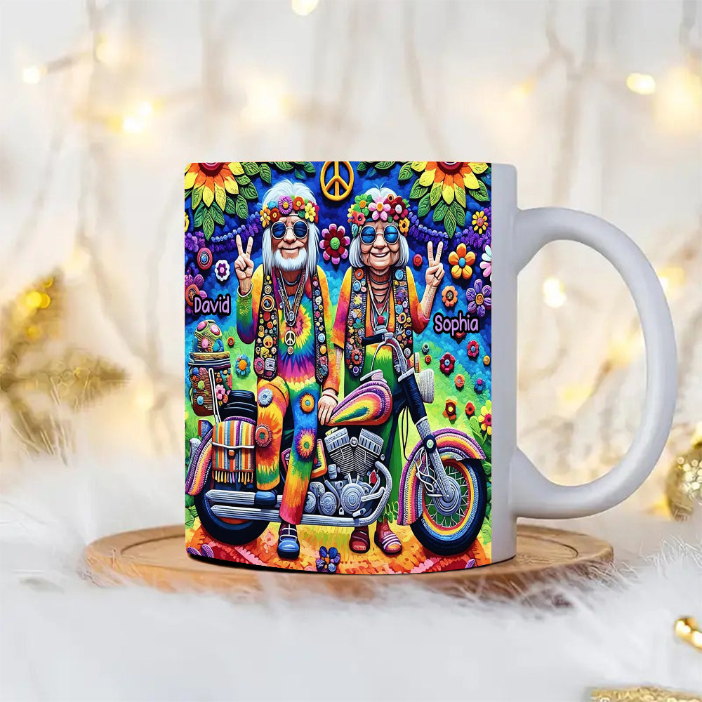 Custom Hippie Couple Mug | Personalized Valentine's Day Gifts for Peace Lovers Coffee Mug PopCulturePrints