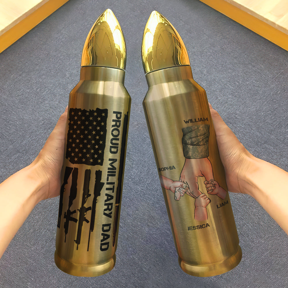 Proud Military Dad Bullet Thermos Flask Tumbler Cup PopCulturePrints