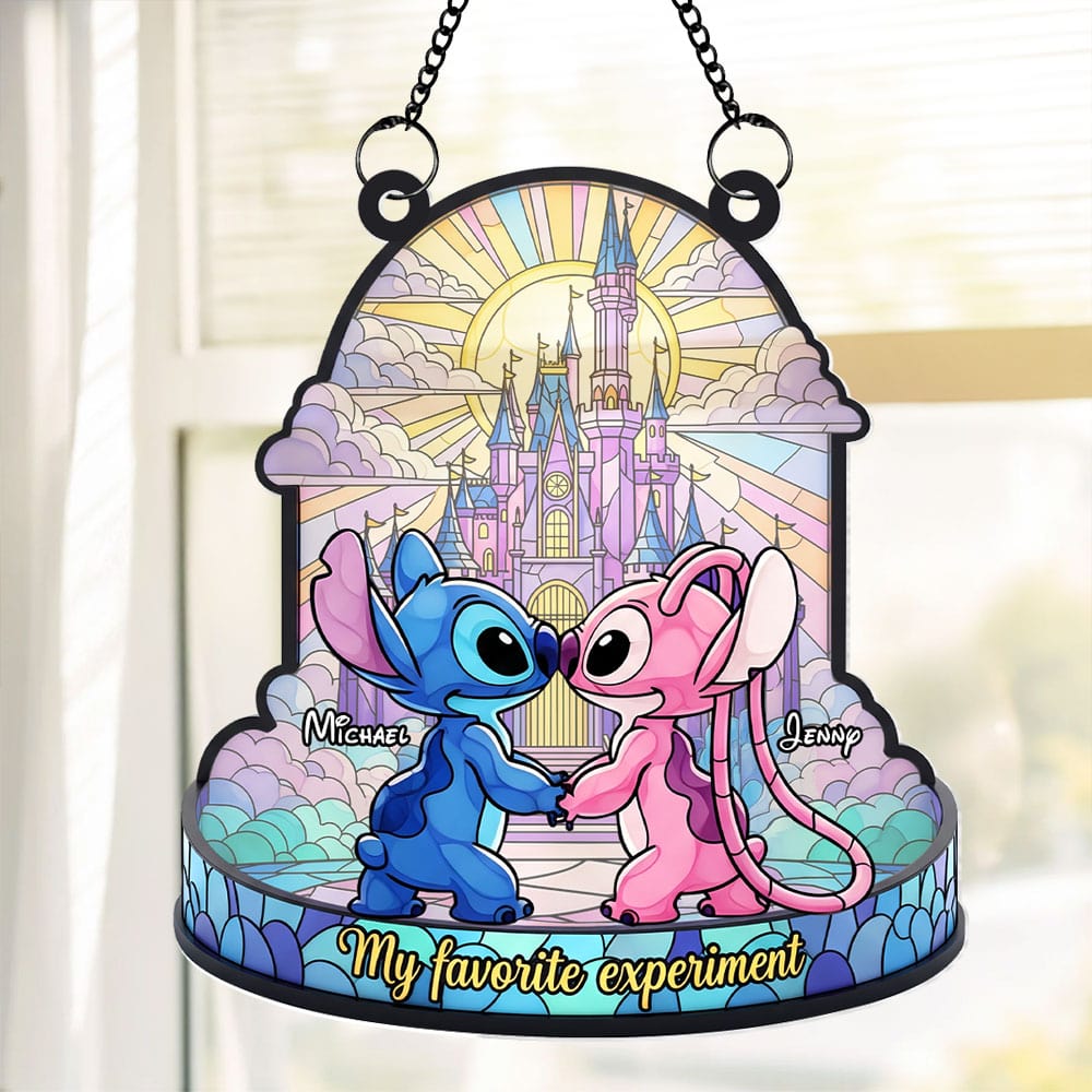 Love Blooms with Our Cute Blue Monster Couple Suncatcher - Personalized Gift for Couples Ornament PopCulturePrints